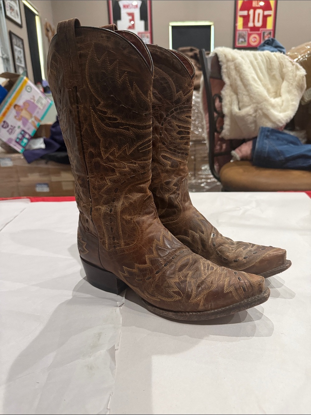 Dan Post Brown Distressed Leather Western Cowboy Boots